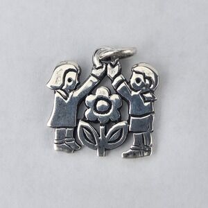 Sterling‎ Silver Charm Girl & Boy w/ Flower, Retired James Avery Design